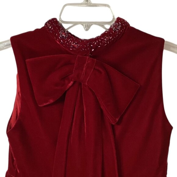 Vintage 70's ILGWU Union Made Red Velvet Sleeveless Dress - Size Small - Picture 4 of 11